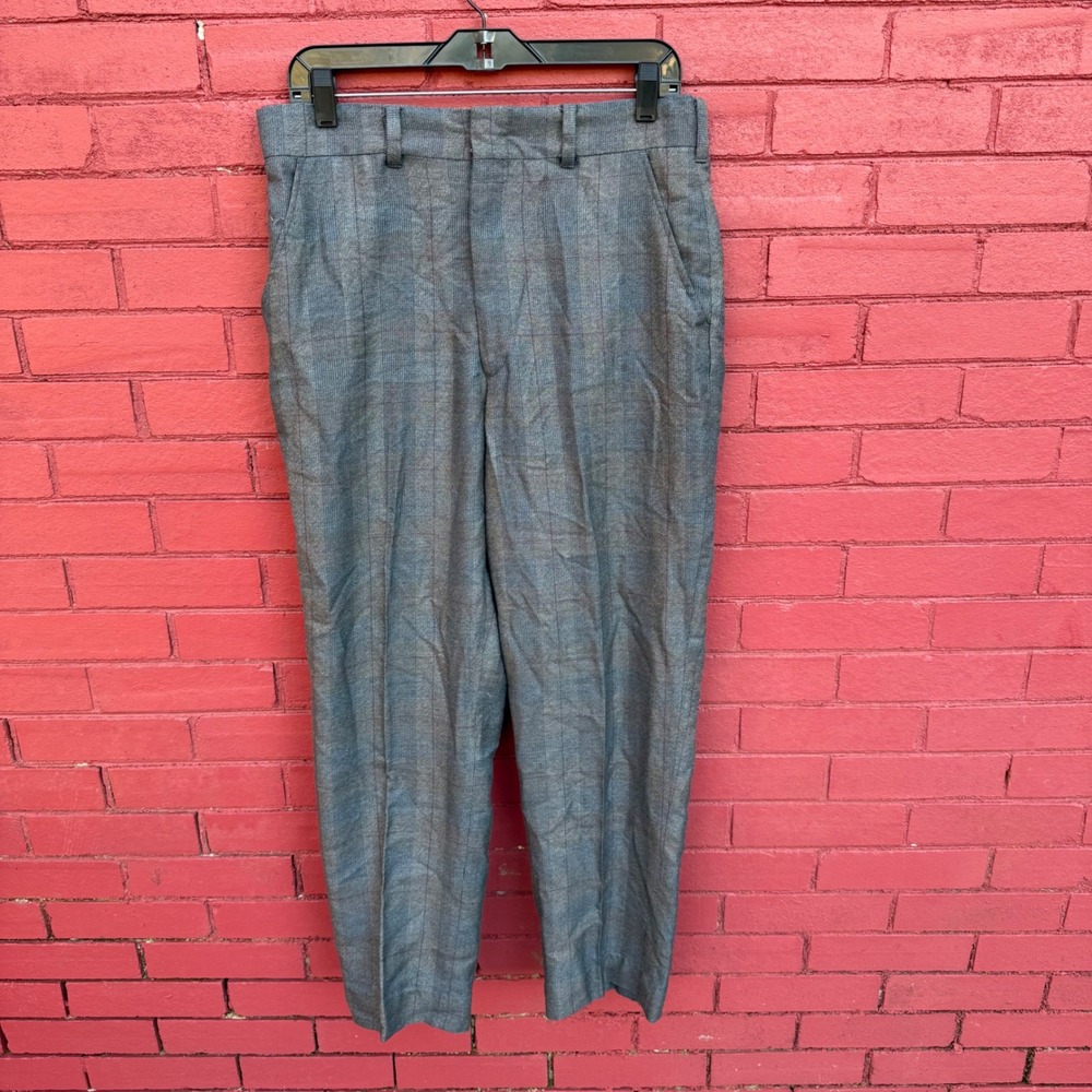 Vintage Levis Mr Levis Sta Prest Slacks Mens Plaid Dress Pants Gray Blue 31 X 28